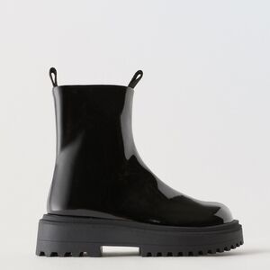 Faux Patent Leather Boots